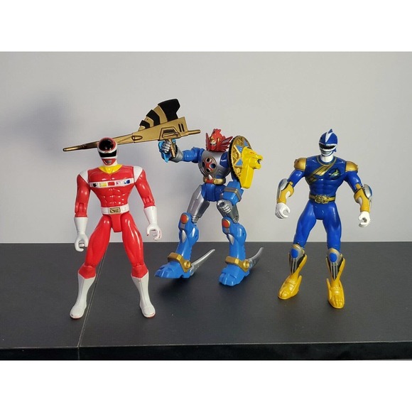 Vintage lot 3 Bandai Power Rangers Wild Force Blue Ranger 5.5 Figures Rare Ninja - Picture 1 of 11